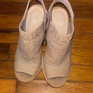 Vince Camuto Women's Beige Peep-Toe Mules